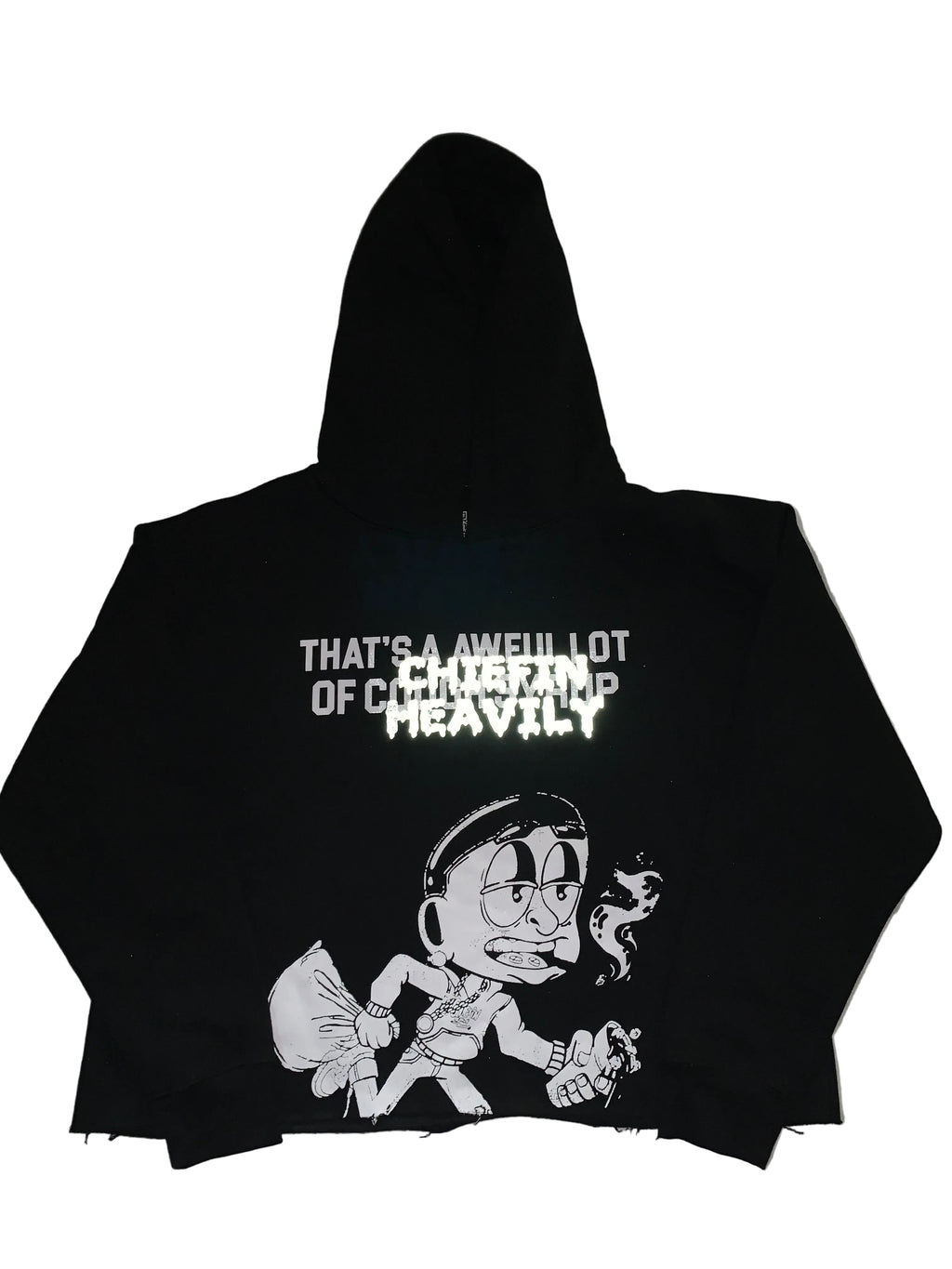 Reflective Chiefin Heavily(SS25)Black Hoodie