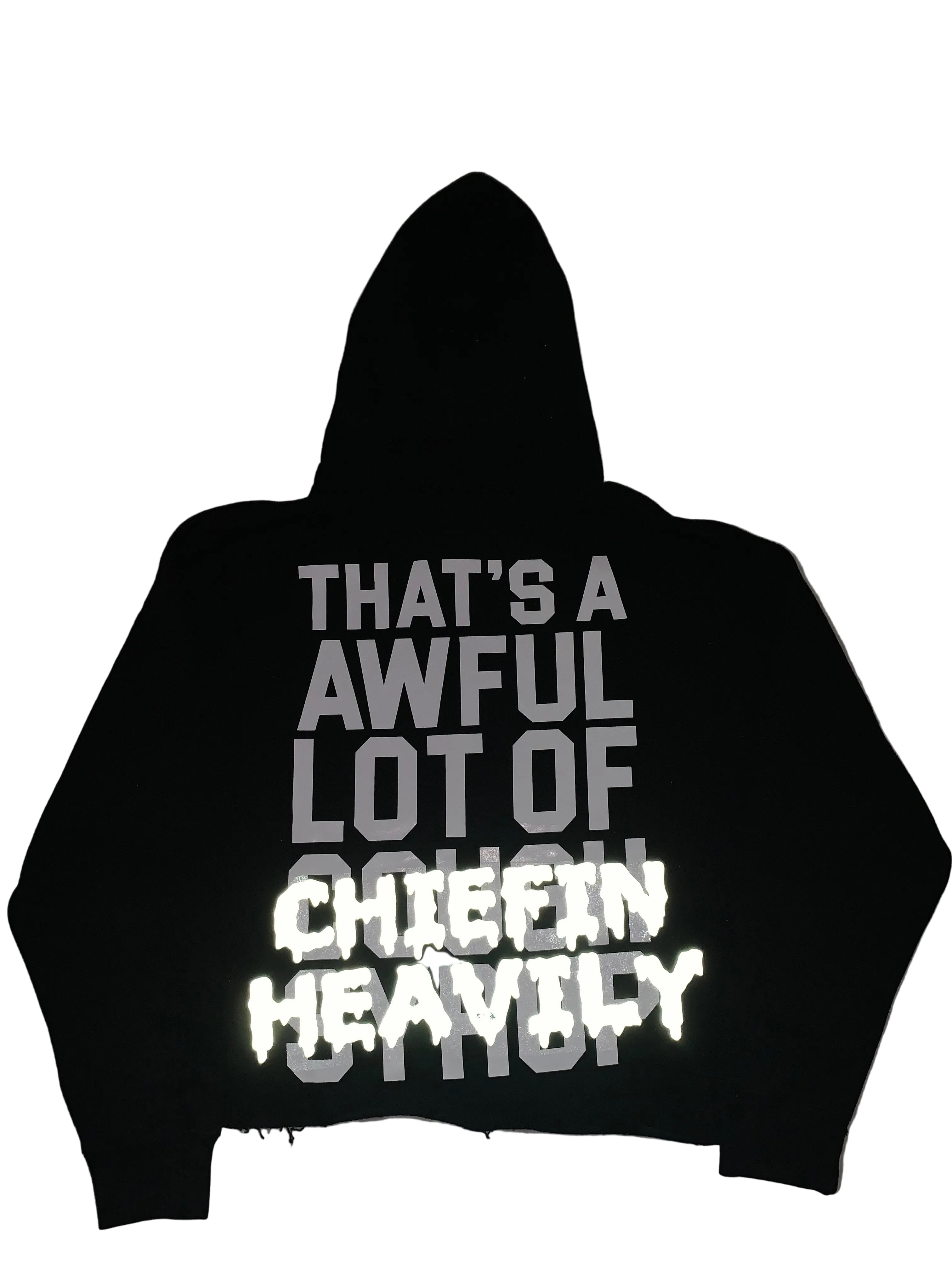 Reflective Chiefin Heavily(SS25)Black Hoodie