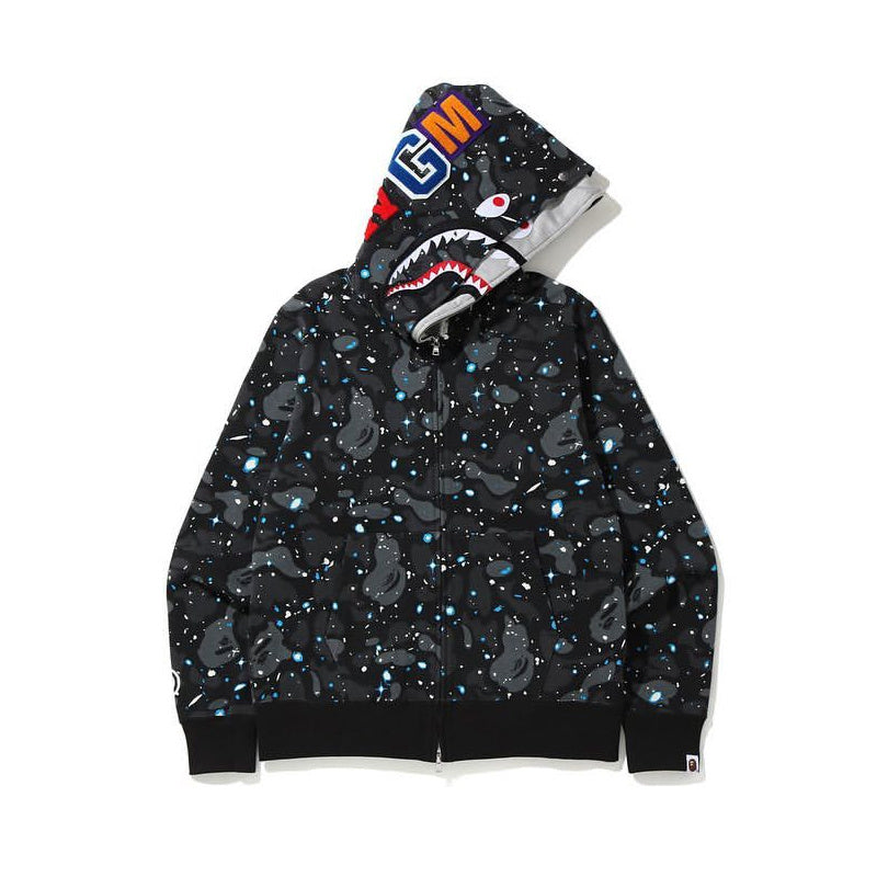 A Bathing Ape Space Camo Shark Double Hoodie