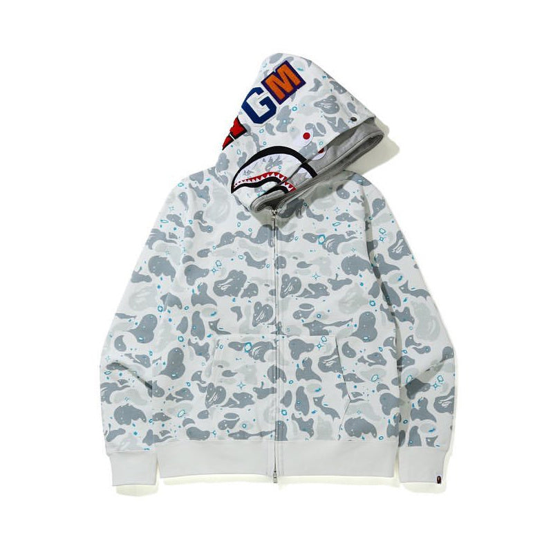 A Bathing Ape Space Camo Shark Double Hoodie