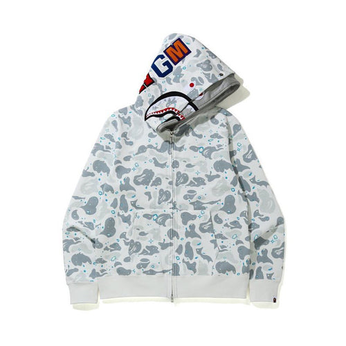 A Bathing Ape Space Camo Shark Double Hoodie